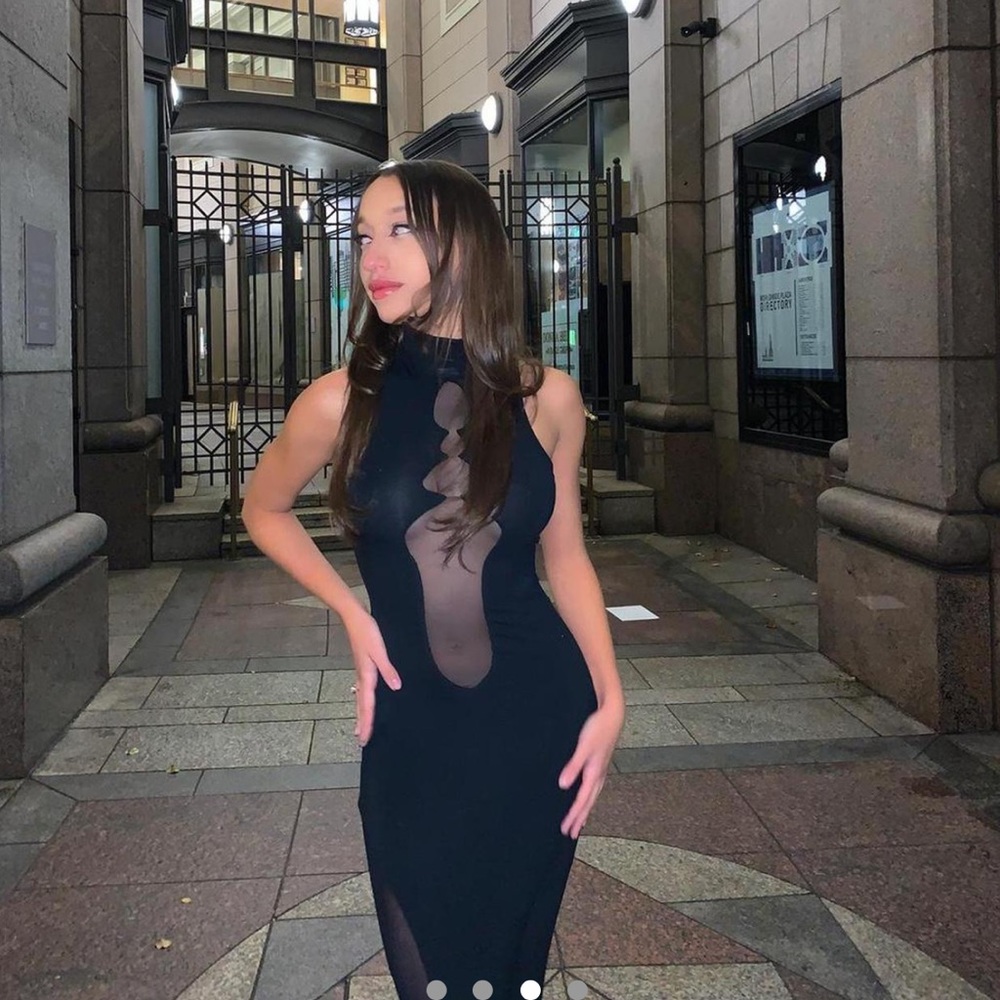 I.AM.GIA Black Mesh Panel Bodycon Dress